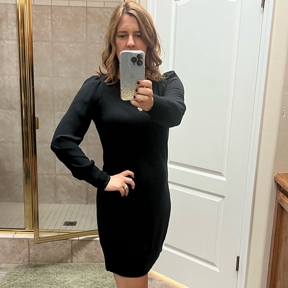 Loft Sweater Dress with Sheer Sleeves - Picture 4 of 4